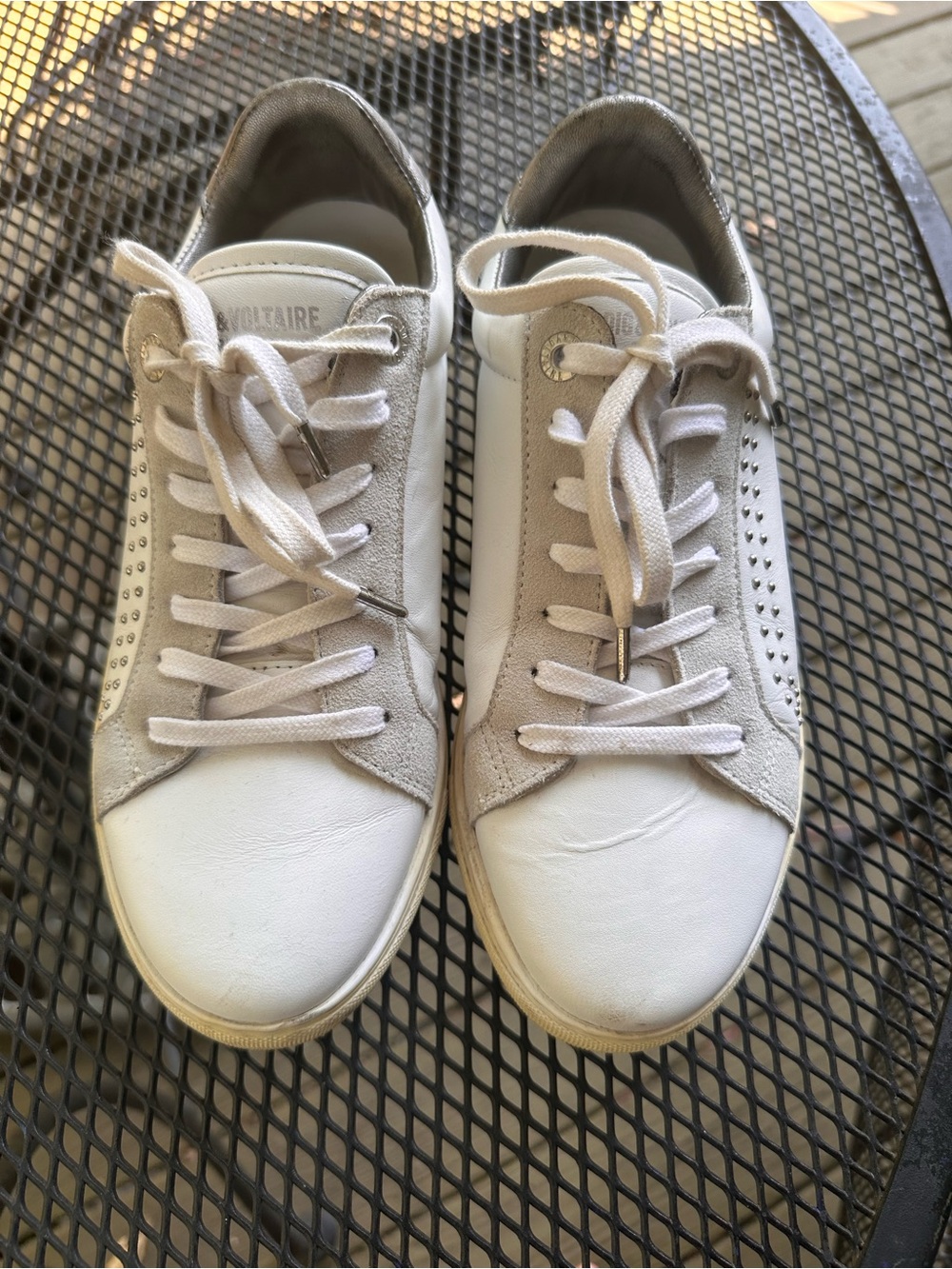 Zadig & Voltaire White and Gray Leather Sneakers